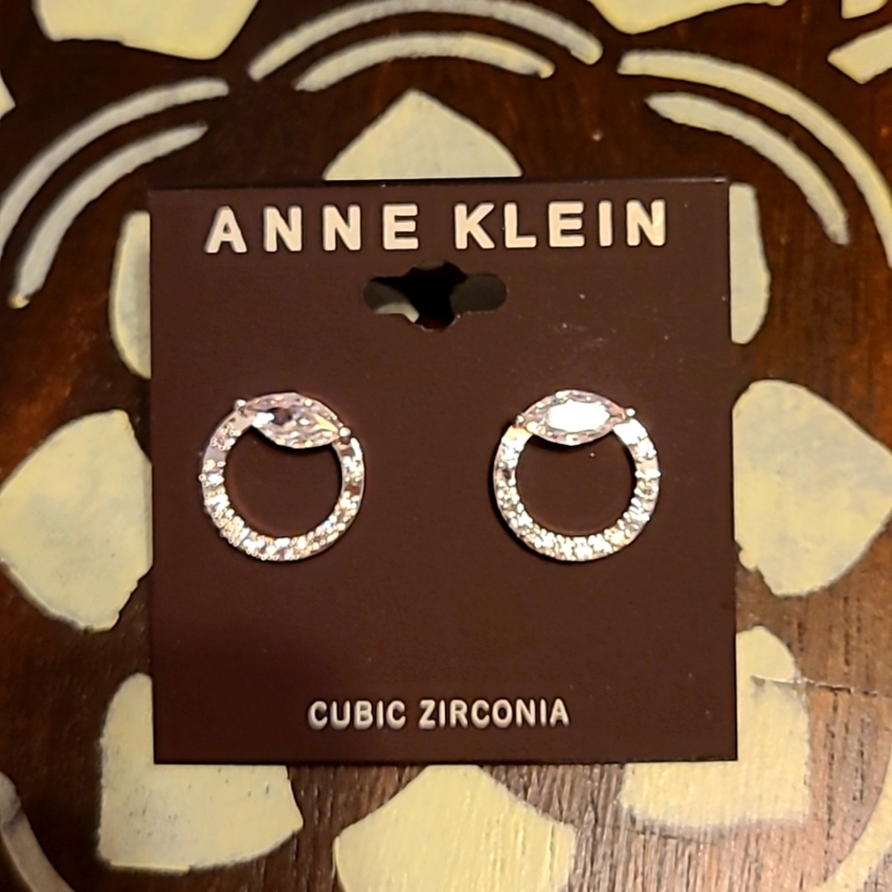 Ann Klein CZ Post Earrings NWT